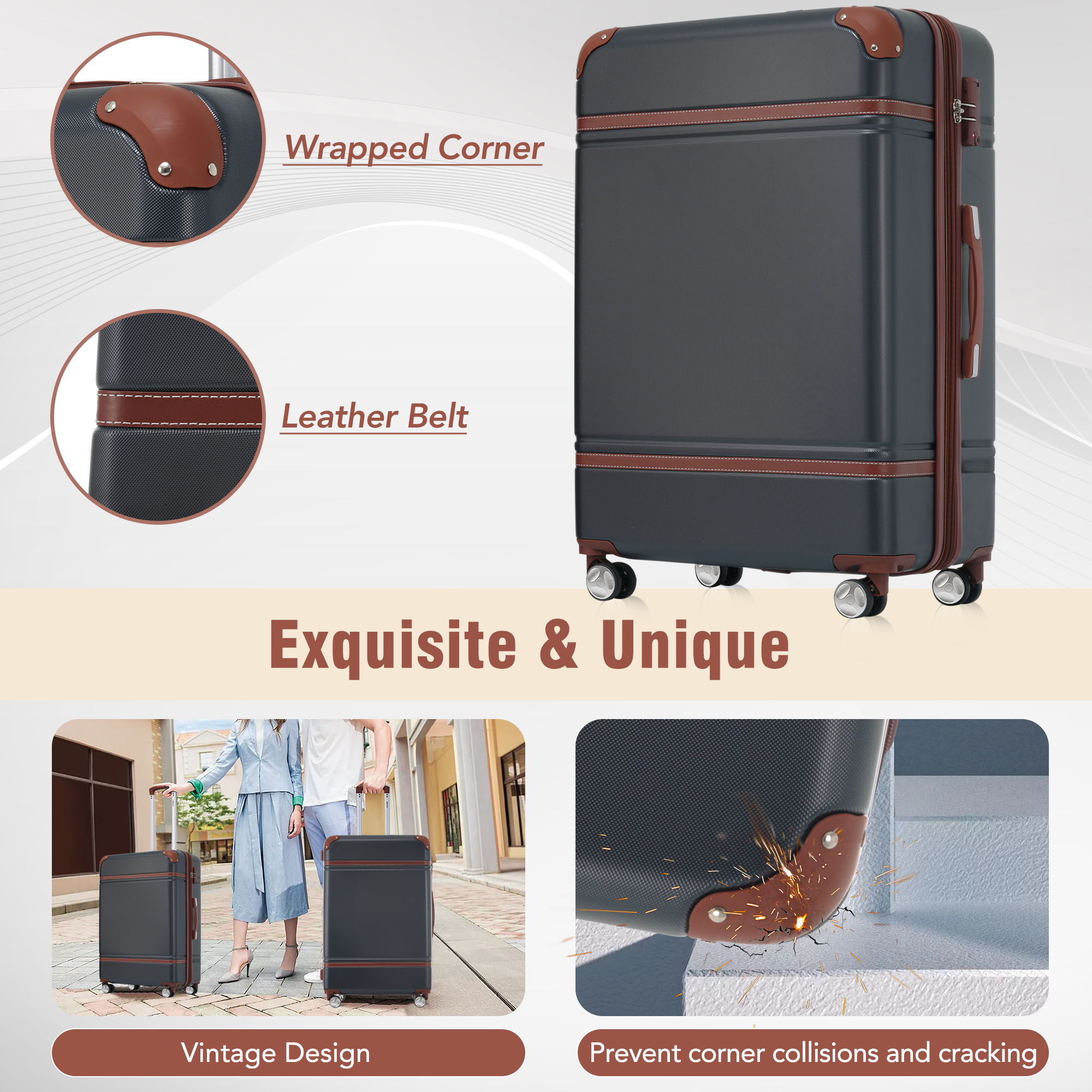 Hardshell Luggage Sets 4 Pieces 20" / 24" / 28" and Cosmetic Case