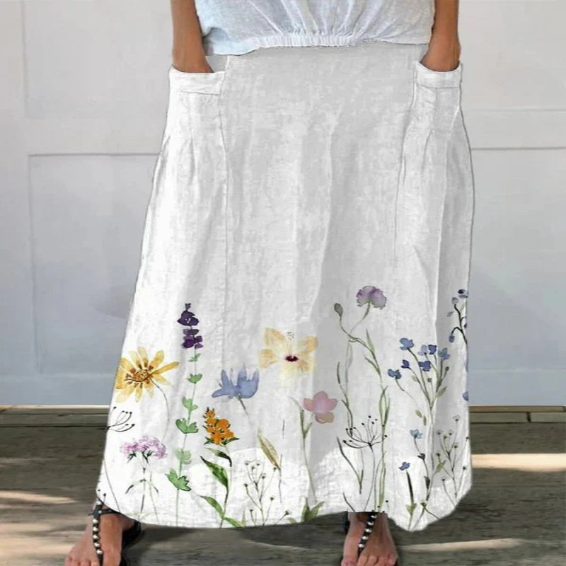 Women's Fashion Simplicity New Pocket Print Skirt