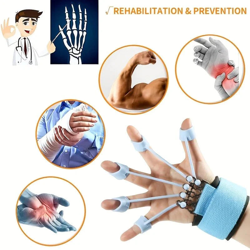 Finger Extensor Exerciser - Silicone Hand Grip Strengthening Trainer with Adjustable Resistance Band, Hand Expander for Enhance