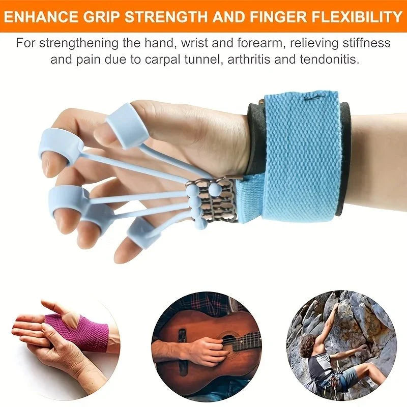 Finger Extensor Exerciser - Silicone Hand Grip Strengthening Trainer with Adjustable Resistance Band, Hand Expander for Enhance