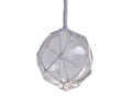 Clear Japanese Glass Ball With White Netting Christmas Ornament 4""