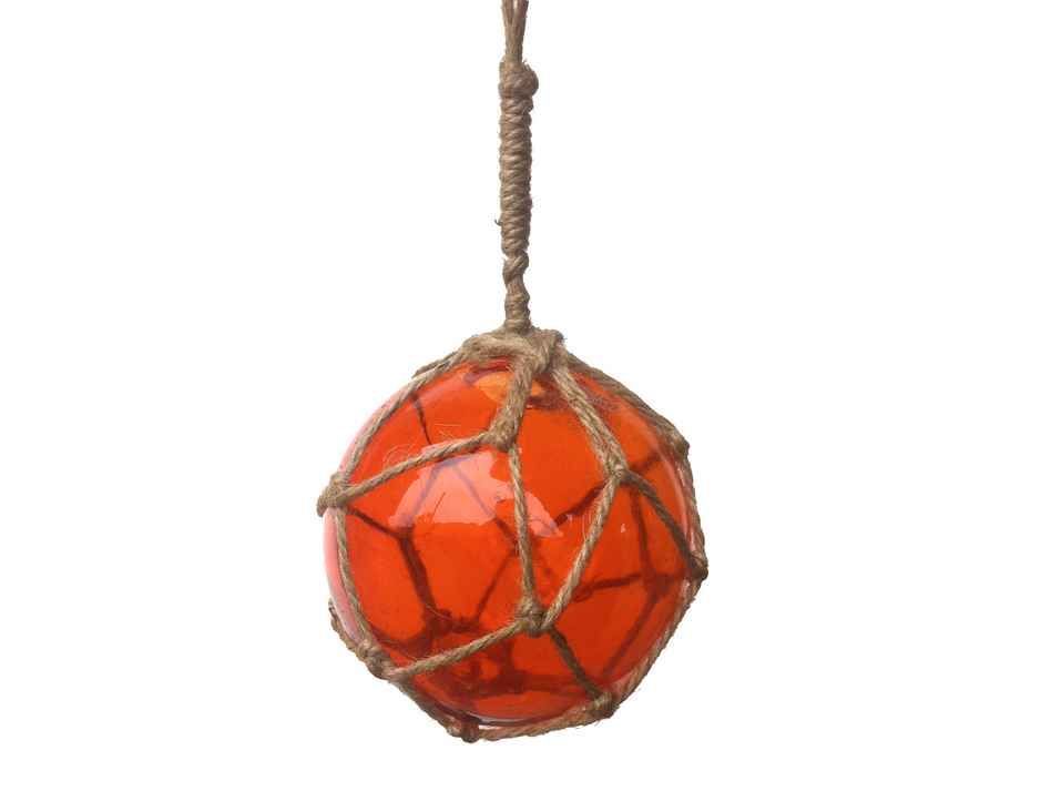 Orange Japanese Glass Ball Fishing Float Decoration Christmas Ornament 4""