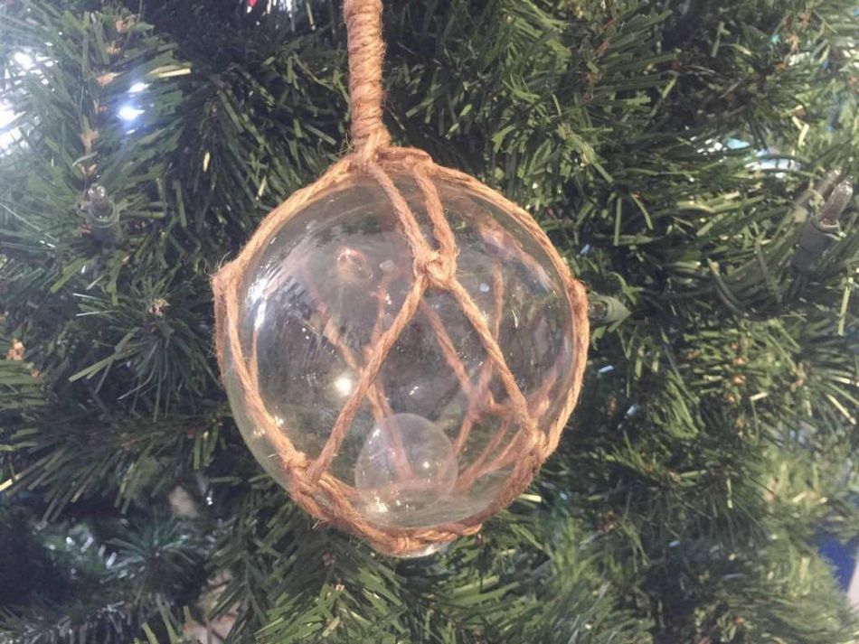 Clear Japanese Glass Ball Fishing Decoration Christmas Ornament 4""