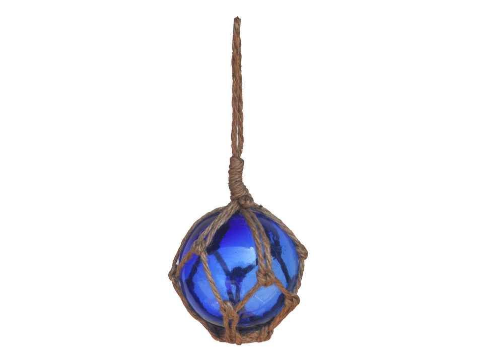 Blue Japanese Glass Ball Fishing Float Decoration Christmas Ornament 3""