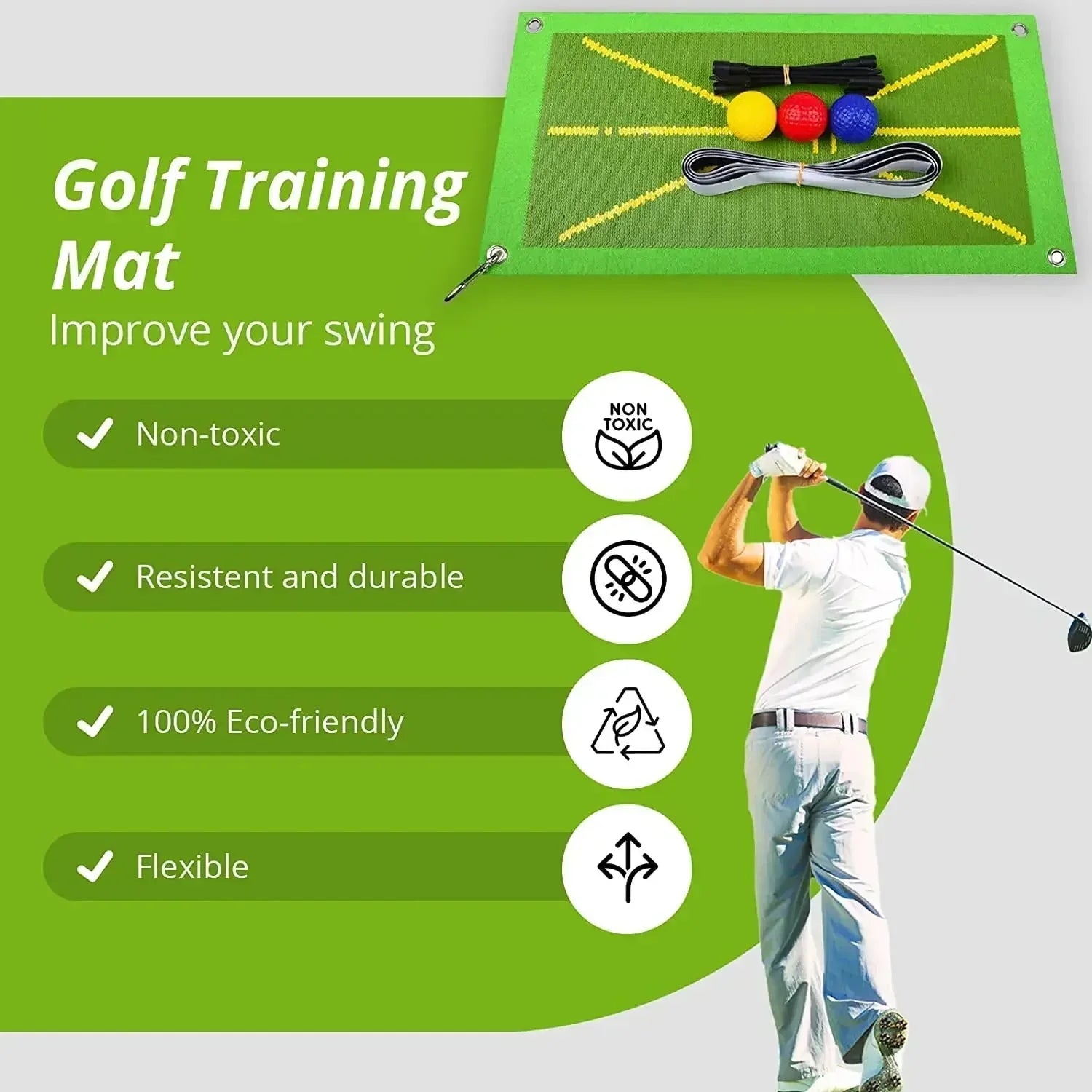 Golf Training Mat for Swing Detection Batting Path Feedback Practice Hitting Mats Golf Training Aids Equipment Outdoor Indoor