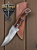 Handmade Damascus Hunting Knife with Wooden Handle