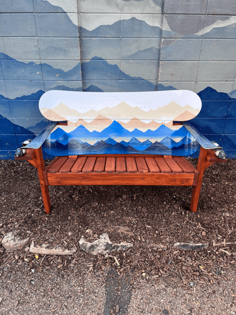 Colorado Ski Furniture Mystic Mountain Mural Snowboard Bench