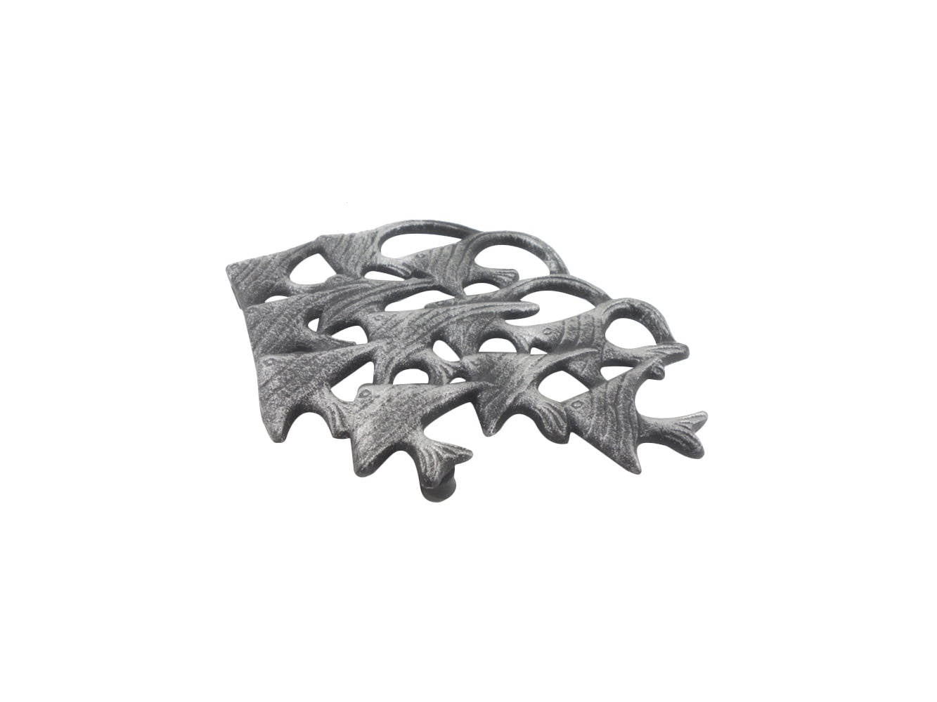 Rustic Silver Cast Iron School of Fish Kitchen Trivet 6.5""