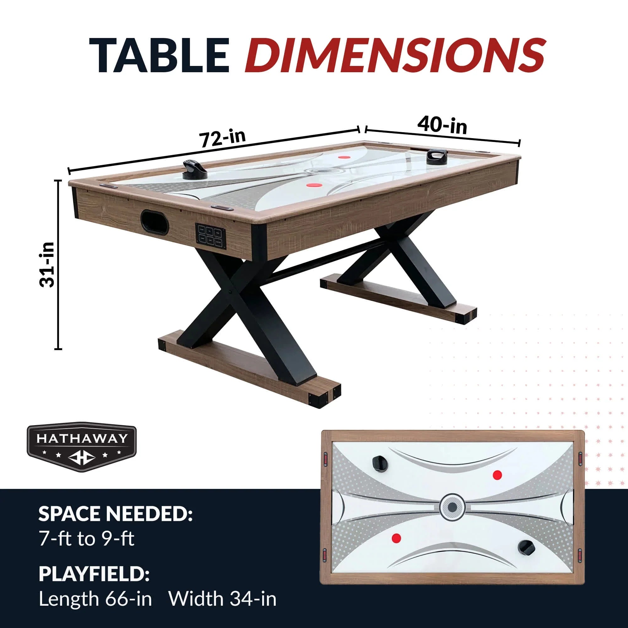 Hathaway Excalibur 6-ft Air Hockey Table with LED Scoring and Table Tennis Top