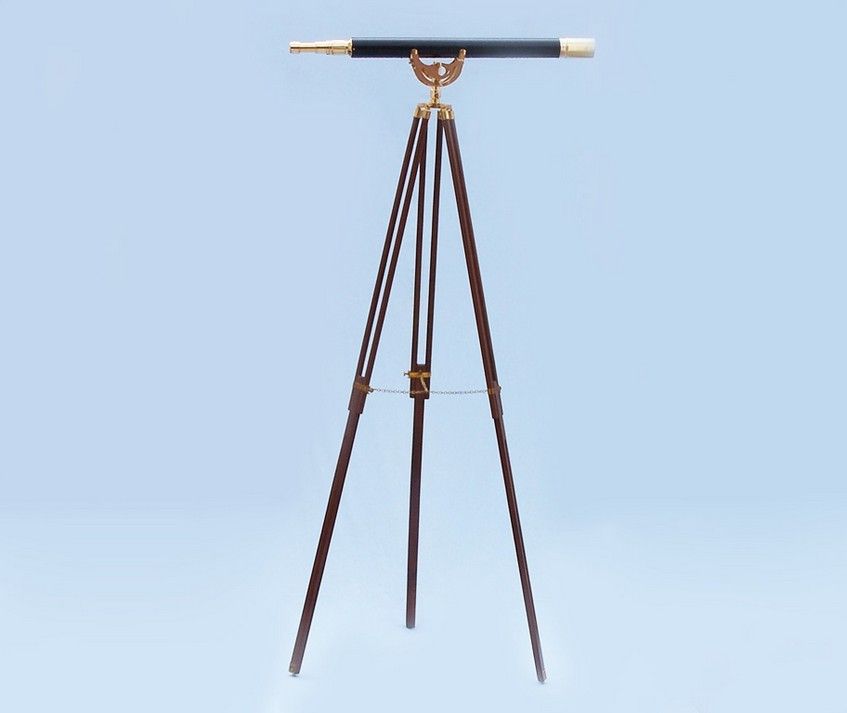 Floor Standing Brass/Leather Anchormaster Telescope 65""