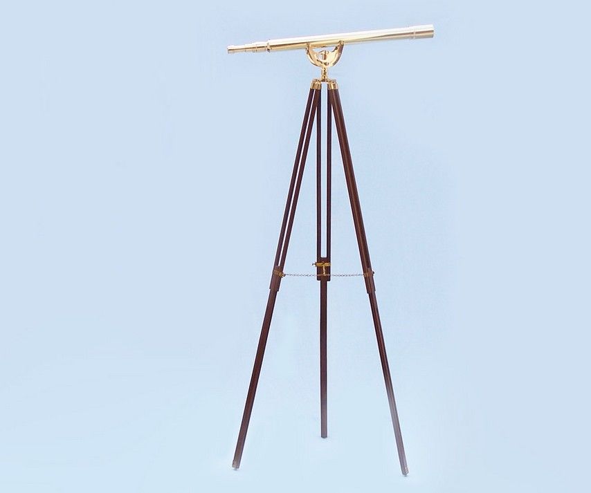 Floor Standing Brass/Leather Anchormaster Telescope 65""