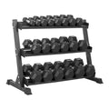 550lb Hex Rubber Dumbbell Set w/ 3-Tier Rack by Lifeline