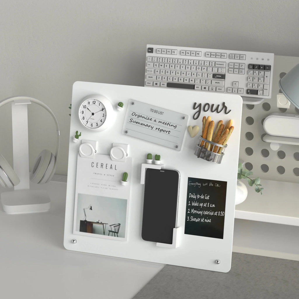 Magnetic Bulletin Board with Stand Magnetic Board for Tabletop with Magnetic Clamp Metal Board for Magnets Display