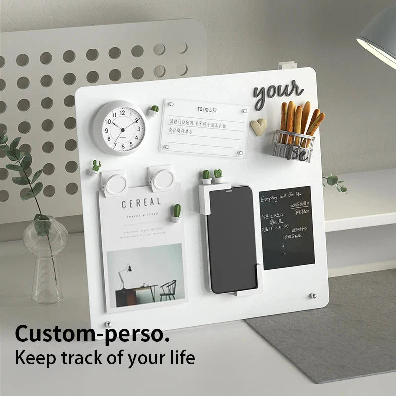 Magnetic Bulletin Board with Stand Magnetic Board for Tabletop with Magnetic Clamp Metal Board for Magnets Display