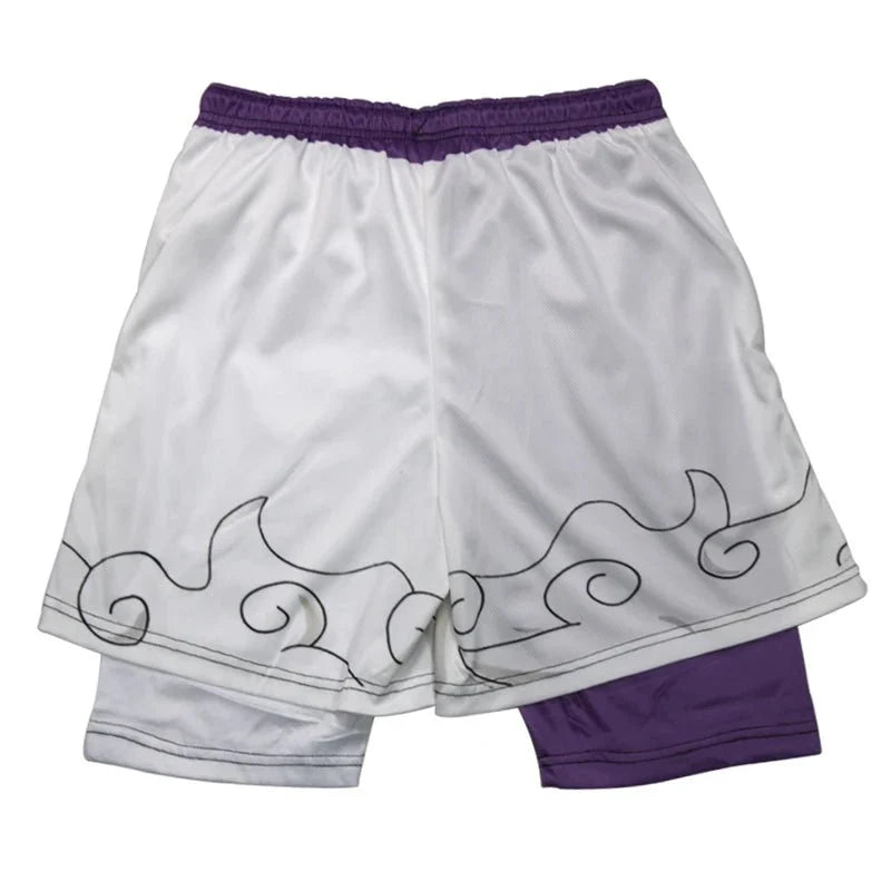 Mens 2-in-1 Graphic Print Running Shorts with Pockets