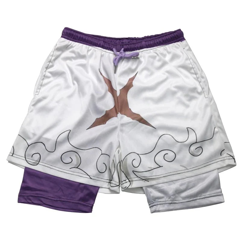Mens 2-in-1 Graphic Print Running Shorts with Pockets