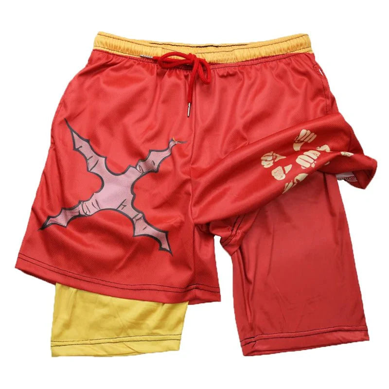 Mens 2-in-1 Graphic Print Running Shorts with Pockets