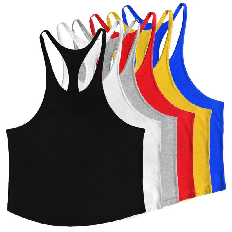 Mens Cotton Y-Back Tank Top for Gym Training