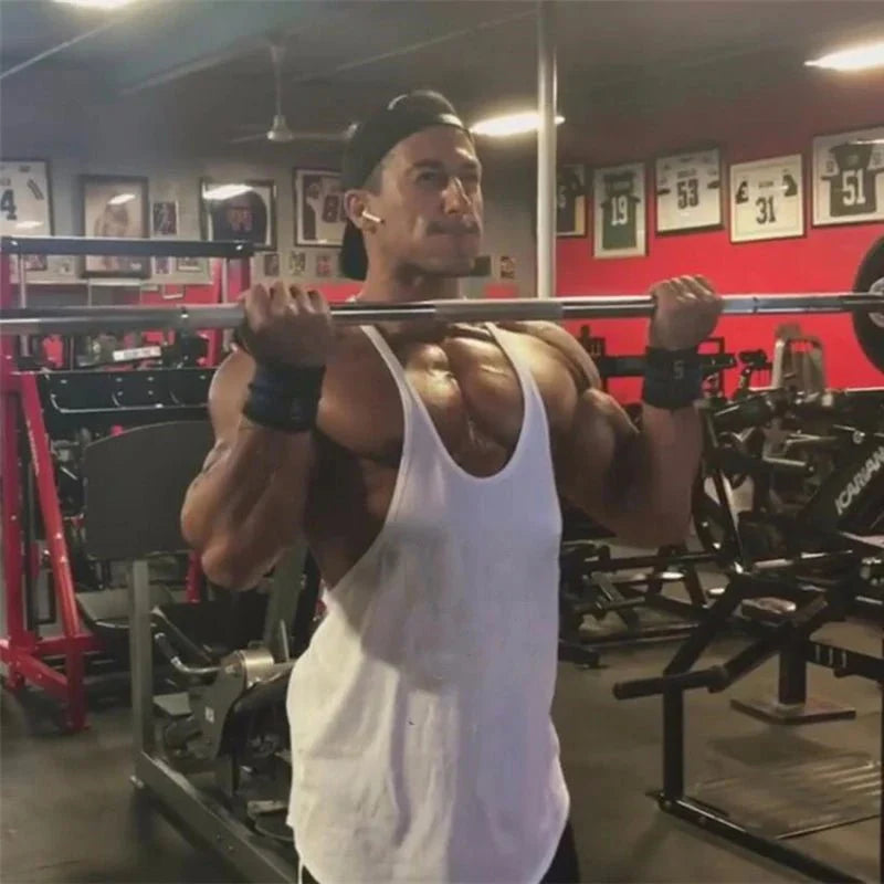 Mens Cotton Y-Back Tank Top for Gym Training