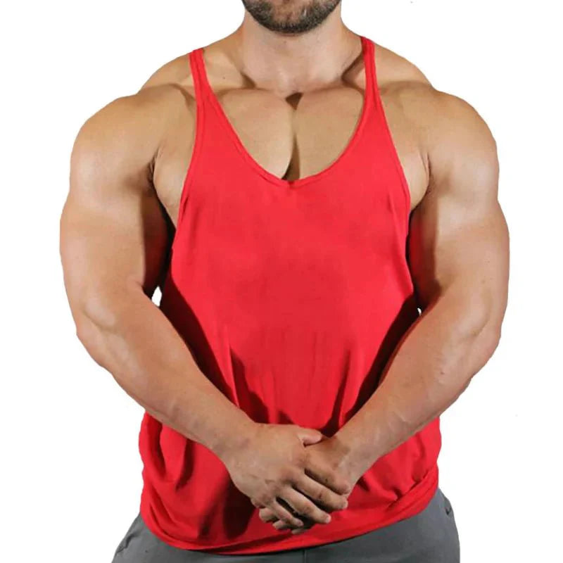 Mens Cotton Y-Back Tank Top for Gym Training