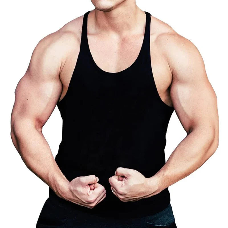 Mens Cotton Y-Back Tank Top for Gym Training
