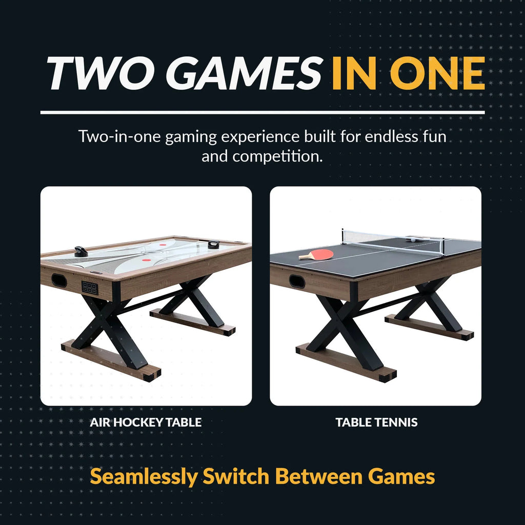 Hathaway Excalibur 6-ft Air Hockey Table with LED Scoring and Table Tennis Top