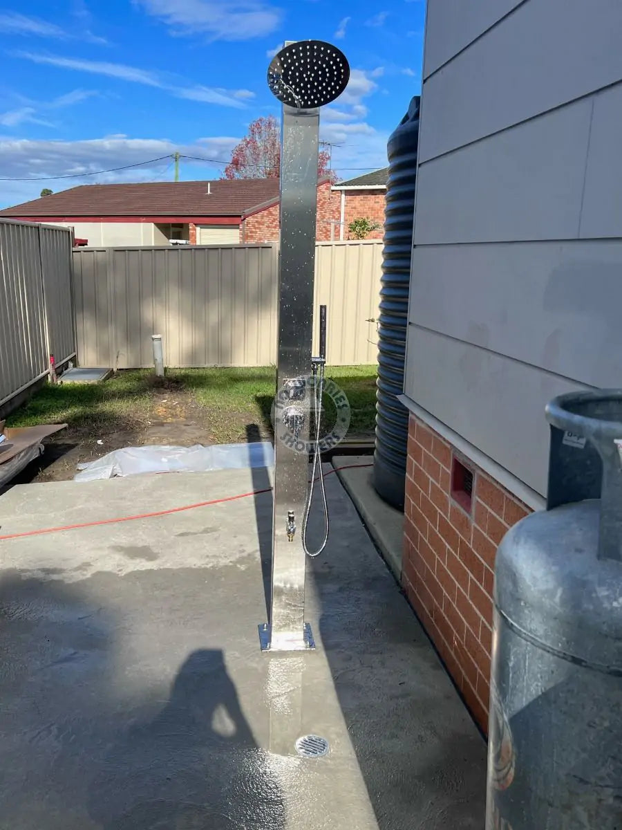 No Worries Showers Milan Silver ADA 316L Marine Grade Stainless Steel Outdoor Indoor Pool Shower