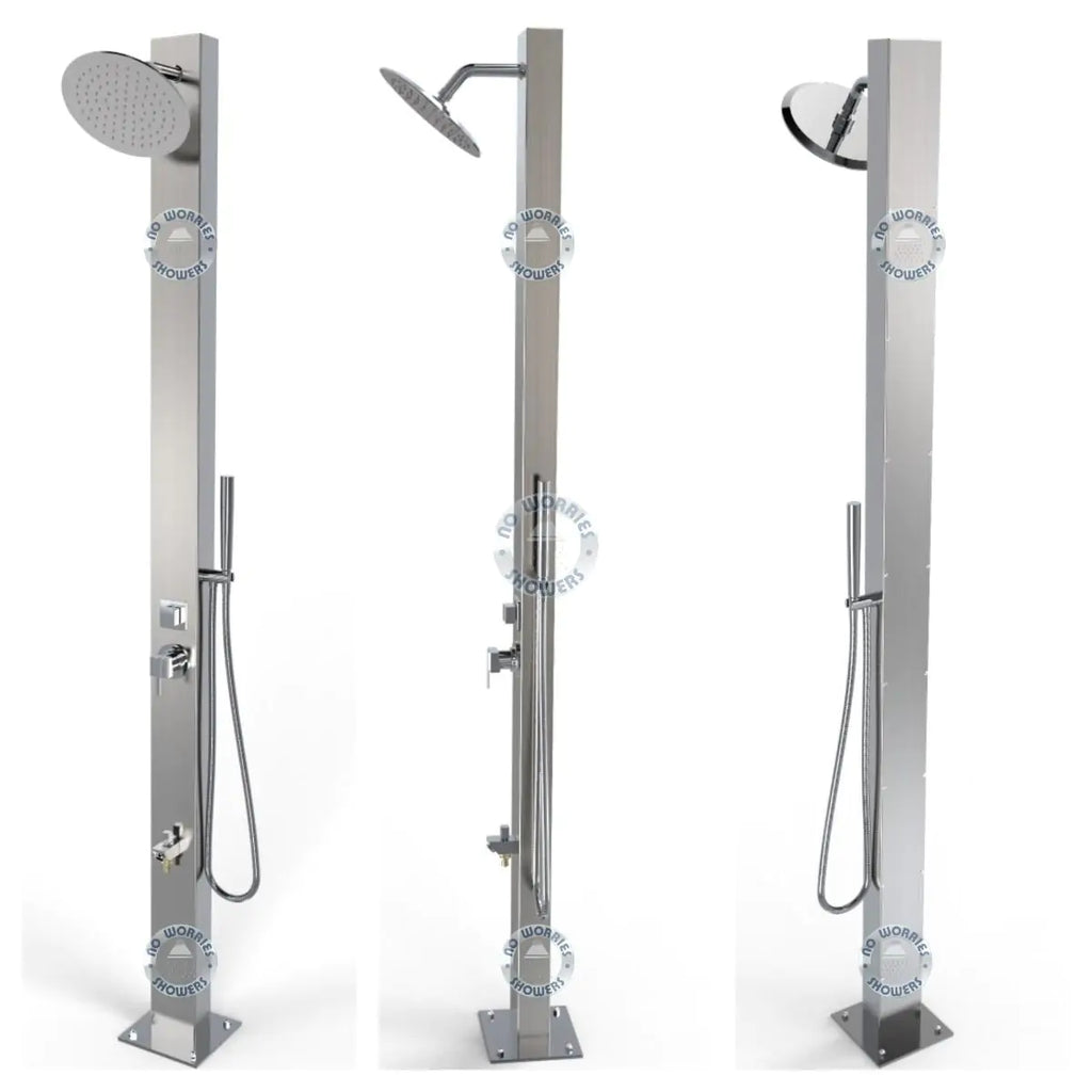 No Worries Showers Milan Silver ADA 316L Marine Grade Stainless Steel Outdoor Indoor Pool Shower