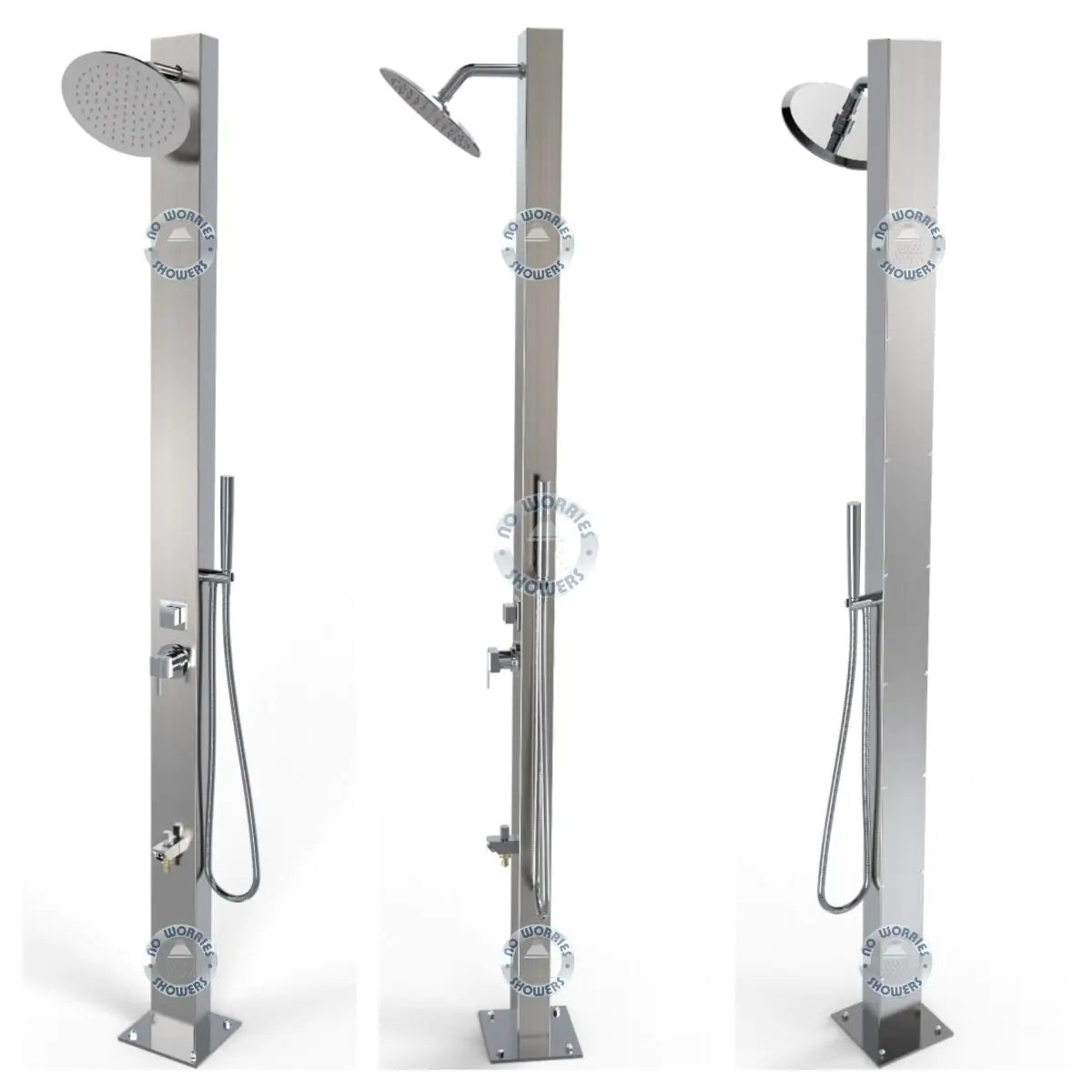 No Worries Showers Milan Silver ADA 316L Marine Grade Stainless Steel Outdoor Indoor Pool Shower