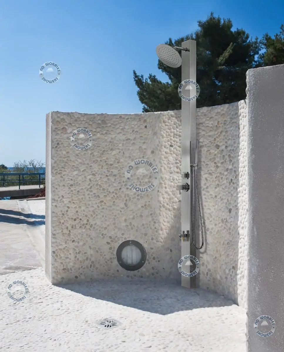 No Worries Showers Milan Silver ADA 316L Marine Grade Stainless Steel Outdoor Indoor Pool Shower