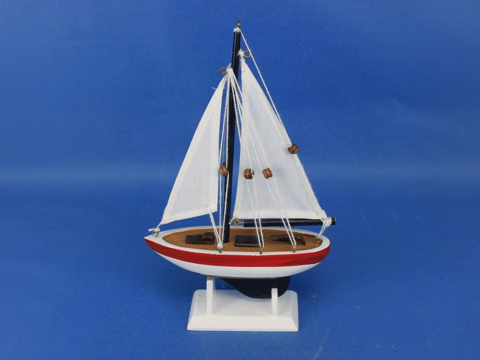 Wooden USA Sailboat Model Christmas Tree Ornament 9""
