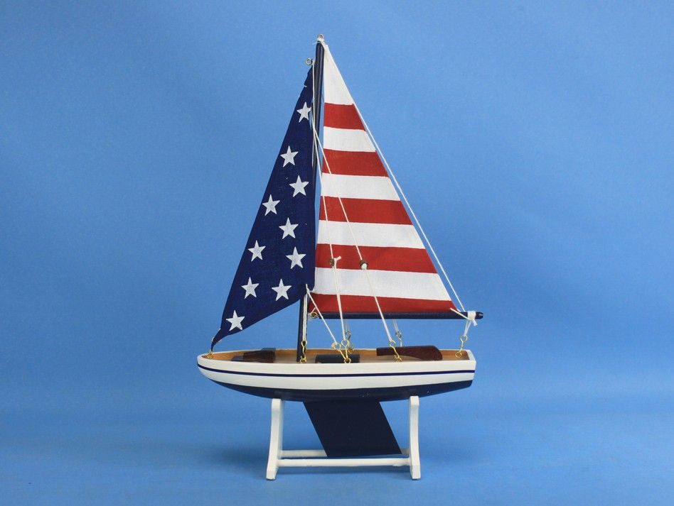 Wooden It Floats 12"" - USA Floating Sailboat Model