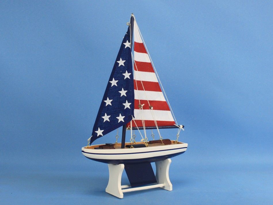 Wooden It Floats 12"" - USA Floating Sailboat Model