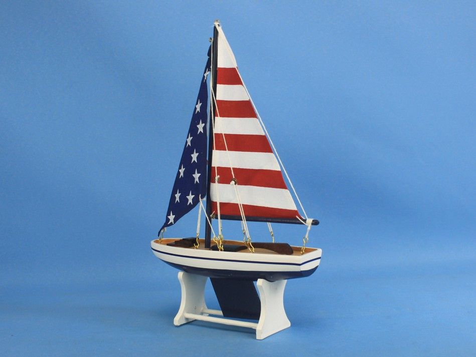 Wooden It Floats 12"" - USA Floating Sailboat Model