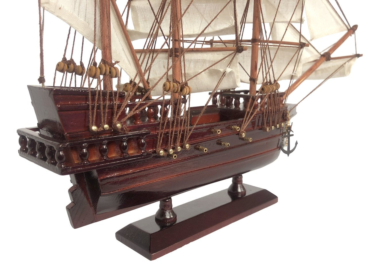 Wooden Black Pearl White Sails Pirate Ship Model 15""