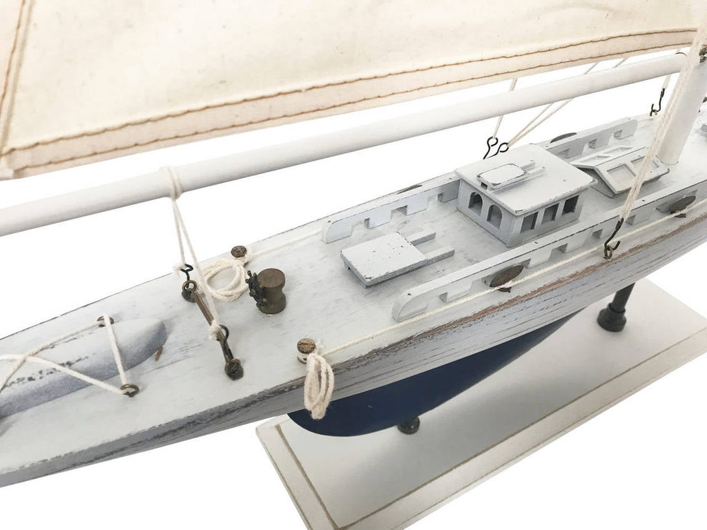 Wooden Rustic Whitewashed Enterprise Limited Model Sailboat 35""