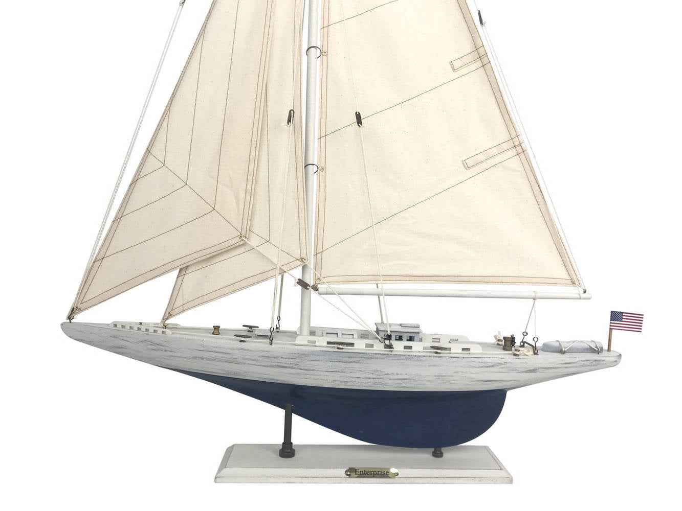 Wooden Rustic Whitewashed Enterprise Limited Model Sailboat 35""