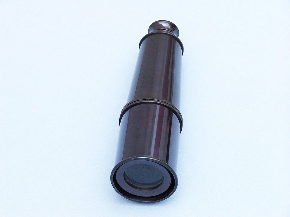 Deluxe Class Oil Rubbed Bronze Antique Admiral's Spyglass Telescope 27"" with Rosewood Box