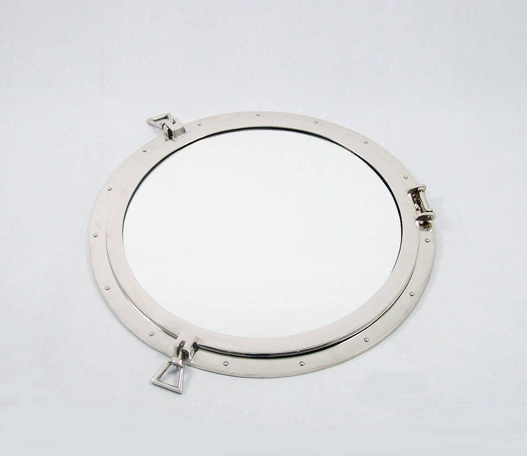 Deluxe Class Brushed Nickel Decorative Ship Porthole Mirror 30""