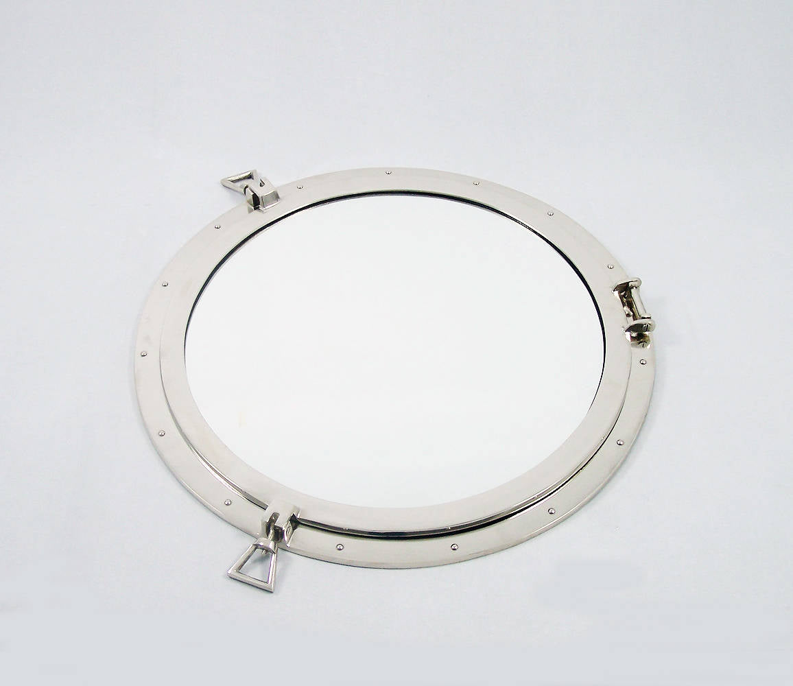 Deluxe Class Brushed Nickel Decorative Ship Porthole Mirror 30""