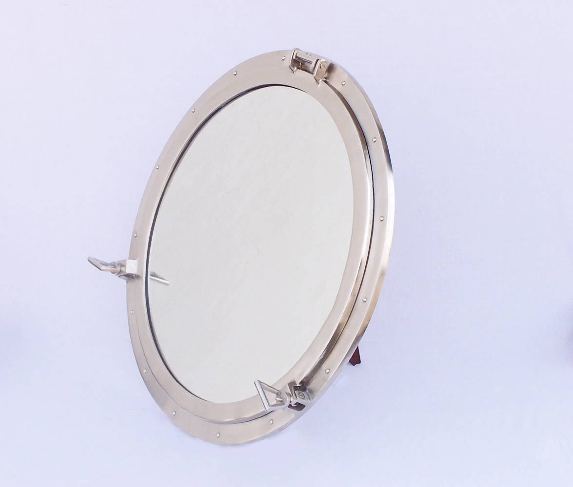 Deluxe Class Brushed Nickel Decorative Ship Porthole Mirror 30""