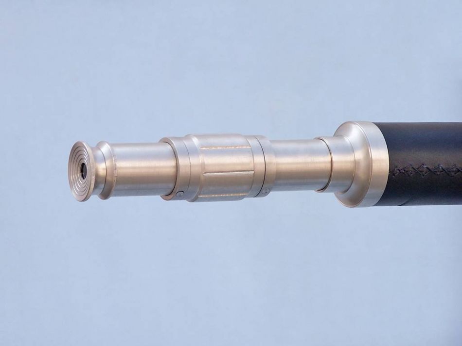 Floor Standing Brushed Nickel With Leather Galileo Telescope 65""