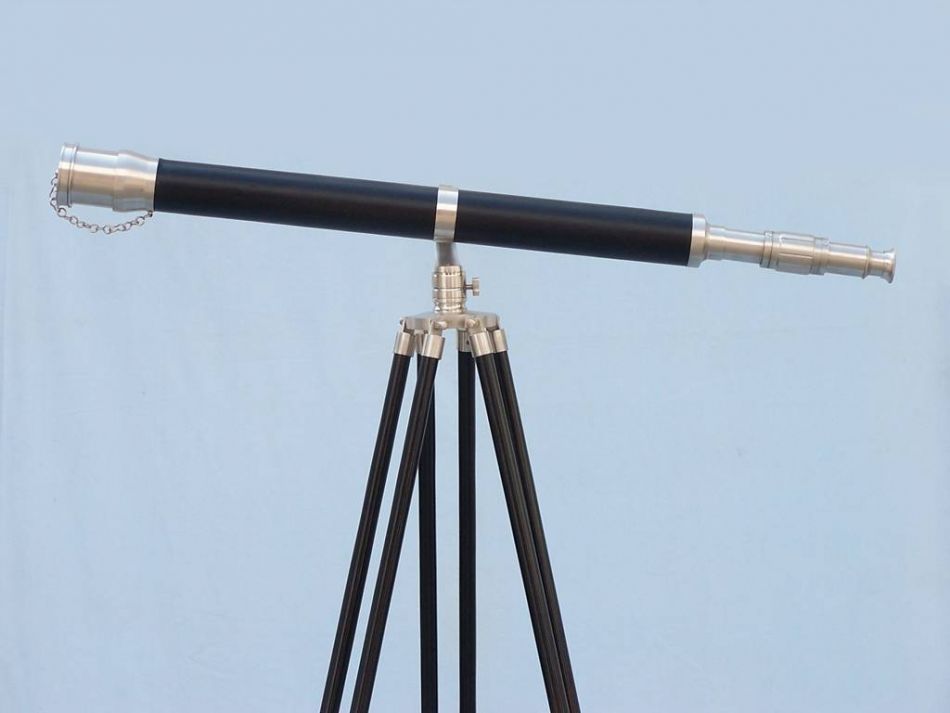 Floor Standing Brushed Nickel With Leather Galileo Telescope 65""