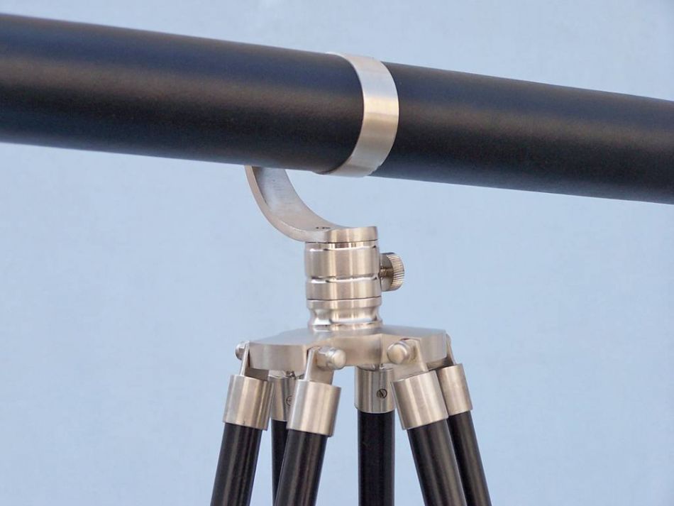 Floor Standing Brushed Nickel With Leather Galileo Telescope 65""