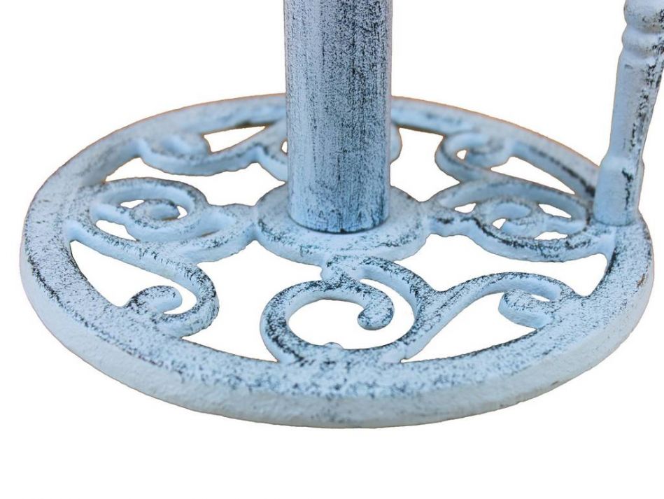Rustic Dark Blue Whitewashed Cast Iron Anchor Paper Towel Holder 16""