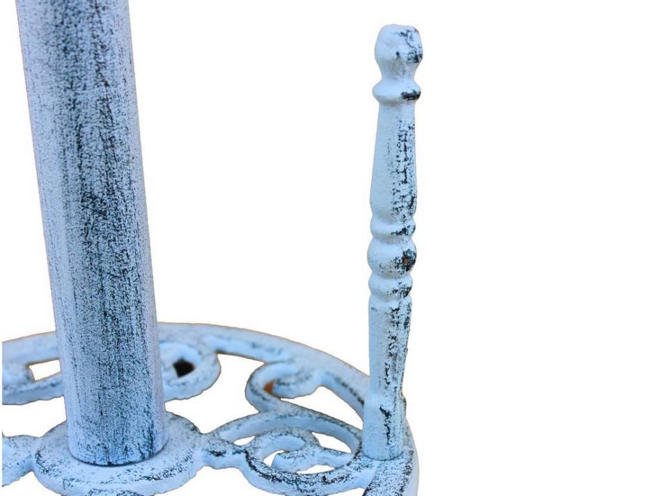 Rustic Dark Blue Whitewashed Cast Iron Anchor Paper Towel Holder 16""