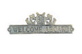 Antique Bronze Cast Iron Welcome Aboard Sign with Ship Wheel and Anchors 9""