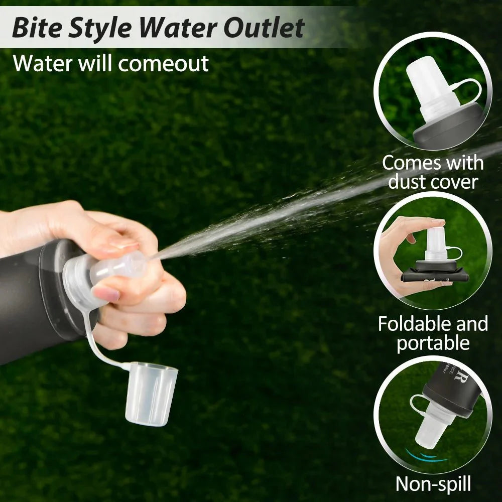 NEWBOLER Water Bottle TPU Folding Soft Flask Sport Water Bottle 150/250/500ml Collapsible Water Bottle Running Camping Hiking