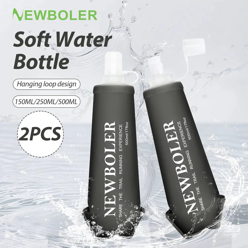 NEWBOLER Water Bottle TPU Folding Soft Flask Sport Water Bottle 150/250/500ml Collapsible Water Bottle Running Camping Hiking