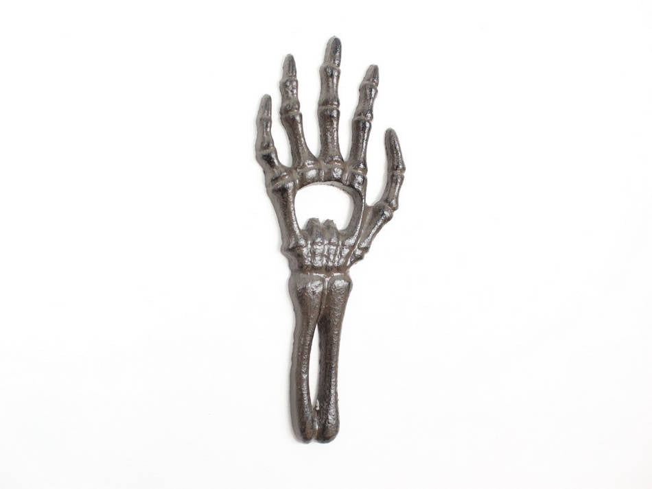 Cast Iron Skeleton Hand Bottle Opener 7""